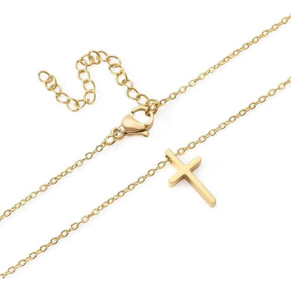 Personalized Layered Cross & Initial Necklace - Dainty Christian Jewelry - Picture 6 of 6